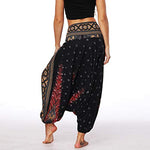 Lu's Chic Women's Harem Yoga Pants Palazzo Baggy Gaucho Beach Loose Parachute High Waist Pant Black One Size