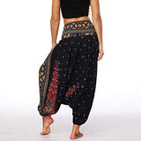 Lu's Chic Women's Harem Yoga Pants Palazzo Baggy Gaucho Beach Loose Parachute High Waist Pant Black One Size