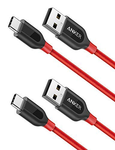 [2-Pack] Anker Powerline+ USB C to USB A Fast Charging Cable, for Samsung Galaxy Note 8 / S8 / S8+ / S9 /S10, iPad Pro 2018, MacBook, Sony XZ, LG V20 / G5 / G6, Xiaomi 5 and More (3ft) (Red)