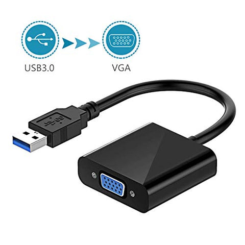 USB 3.0 to VGA Adapter 1080P, Full HD Multi Display Video Graphic Converter for PC Laptop Desktop to TV Monitor Projector, Only Support Windows 7/8/8.1/10 (NO Mac & Linux) (Black)