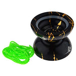 MAGICYOYO Professional Unresponsive Yoyo N11 Alloy Aluminum YoYo Ball (Black with Golden) with Bag, Glove and 5 Strings