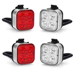 AKALE USB Rechargeable Bike Light Set,Super Bright LED Bicycle Lights Front and Rear, 4 Light Modes, IPX4 Waterproof, Easy to Install for Men Women Kids Road Mountain Cycling ( Silver 2 Pack)