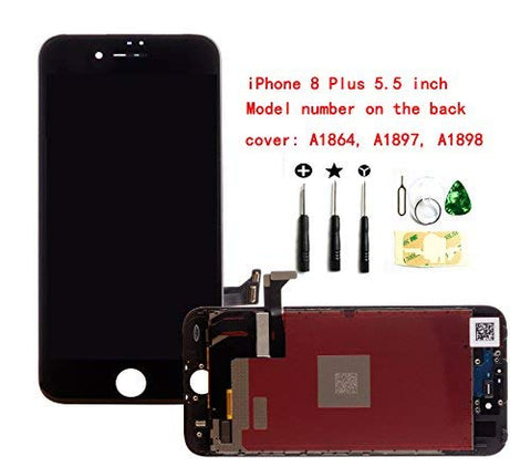 Black iPhone 8 Plus 5.5 inch LCD Screen Replacement Full digitizer Assembly Frame Set Front Glass 3D Touch Display with Required Tool kit