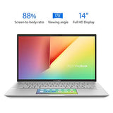 Asus Vivobook S14 S432 Thin and Light 14” FHD, Intel Core i7-8565U CPU, 8GB RAM, 512GB PCIe Nvme SSD, Ir Camera, Windows 10 Home, S432FA-AB74, Transparent Silver