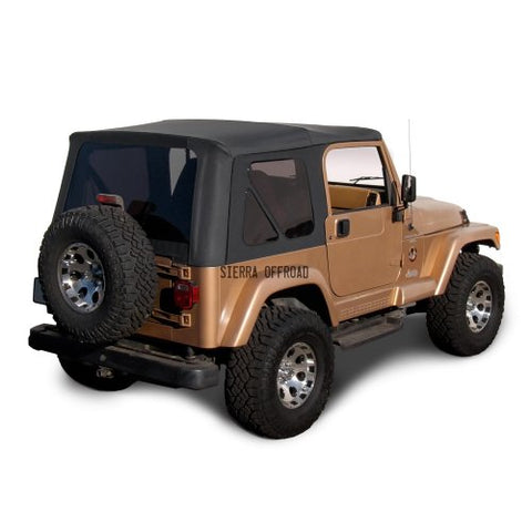 Sierra Offroad Factory Style Soft Top with Tinted Windows, without Upper Doors Compatible with Jeep Wrangler TJ 1997-2006 (Denim Black)