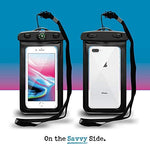 Waterproof Cell Phone Pouch/Dry Bag with Neck Lanyard & Compass - Cruise Essentials - Protects iPhone, Samsung, Google, Sony Moto - Credit Cards, Cash, Name Tags, Badge Holders (2-Pack, Black)