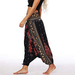 Lu's Chic Women's Harem Yoga Pants Palazzo Baggy Gaucho Beach Loose Parachute High Waist Pant Black One Size