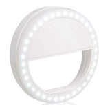 Selfie Ring Light, Rechargeable Clip on Selfie Fill Light with 36 LED Light, 3-Level Adjustable Brightness Compatible for iPhone, iPad, Android, Tablet, Laptop, Camera Video (White)