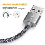 USB Type C Cable, Snowkids USB C Charger (2 PACK 6.6FT) Nylon Braided USB A to USB C Fast Charging Cord Compatible Samsung Galaxy S9 S8 Plus Note 9 8,LG V30 V20 G6 G5,Pixel XL,Nintendo Switch (Grey)