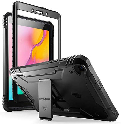 Galaxy Tab A 8.0 2019 Rugged Case with Kickstand,SM-T290 SM-T295, Poetic Full Body Shockproof Cover, Built-in-Screen Protector, Revolution, for Samsung Galaxy Tab A Tablet 8.0 Inch (2019), Black