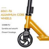 Albott Pro Scooters Trick Scooter - Freestyle 110mm Aluminium Core Wheels Stunt Scooters for Kids 8 Years and Up Entry Level Scooter for Beginner Boys Teens Adults(Gold)