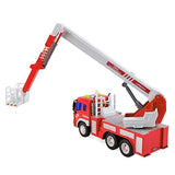 Gizmovine Fire Truck Toy Friction Power with Lights and Sounds, Extending Rescue Rotating Ladder Pull Back Construction Toys Vehicles for Toddlers Boys 4, 3, Year Old, 1:16 Scale