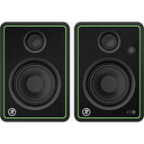 Mackie CR4-X Creative Reference Series 4" Multimedia Monitors (Pair) + SR360 Over-Ear Dynamic Stereo Headphones, Xpix Headphone Case, Xpix Headphone Holder, Xpix 1/4" TRS Cable (x2) & Xpix RCA Cable