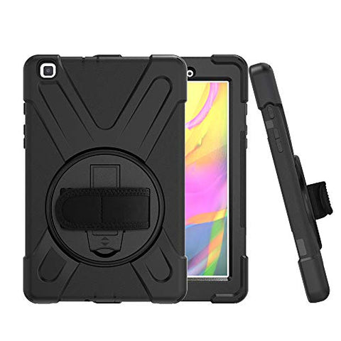 CCMAO Galaxy Tab A 8.0 Case 2019, SM-T290/T295 Case, [Hand Strap] 360 Degree Rotating Kickstand Full-Body Impact Resistant Cover for Samsung Galaxy Tab A 8.0 Inch 2019 (SM-T290 /SM-T295) (Black)