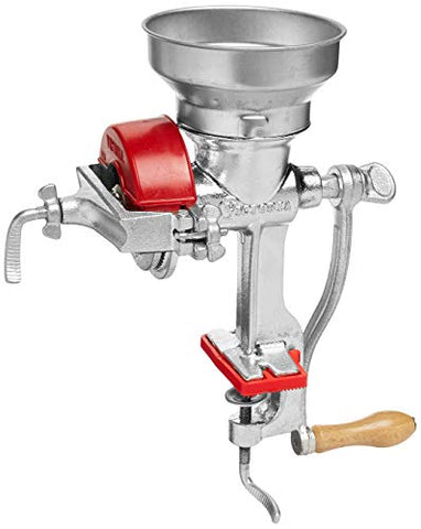 Victoria Cast Iron Manual Grain Mill. Manual Coffee Grinder, Corn Mill, Seed Grinder with Low Hopper. Table Clamp