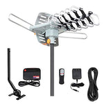 Outdoor Amplified Digital HDTV Antenna 150 Mile Long Range -360 Degree Rotation with Wireless Remote/Mount Pole/33 feet RG6 Coaxial Cable,for UHF/VHF/4K/1080p High Reception-Supports 2 TVs