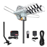 Outdoor Amplified Digital HDTV Antenna 150 Mile Long Range -360 Degree Rotation with Wireless Remote/Mount Pole/33 feet RG6 Coaxial Cable,for UHF/VHF/4K/1080p High Reception-Supports 2 TVs