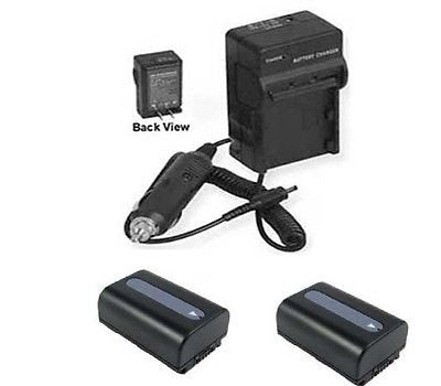 TWO 2X Batteries + Charger for Sony HDR-PJ600, Sony HDR-PJ600V, Sony HDR-PJ600VE, Sony HDR-PJ600E
