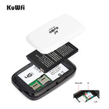 KuWFi 4G LTE Mobile WiFi Hotspot Unlocked Wireless Internet Router Devices with SIM Card Slot for Travel Support B1/B3/B5/B7/B8/B20 in Europe Caribbean South America Africa