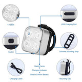AKALE USB Rechargeable Bike Light Set,Super Bright LED Bicycle Lights Front and Rear, 4 Light Modes, IPX4 Waterproof, Easy to Install for Men Women Kids Road Mountain Cycling ( Silver 2 Pack)