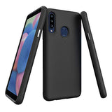 Thinkart Galaxy A20S Case with Tempered Glass Screen Protector,Anti-Slip Non-Slip Texture Protection Hard Cover for Samsung Galaxy A20S Phone (Black)