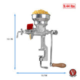 Victoria Cast Iron Manual Grain Mill. Manual Coffee Grinder, Corn Mill, Seed Grinder with Low Hopper. Table Clamp