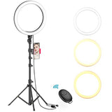 10" Selfie Ring Light with Tripod Stand & Phone Holder for Live Stream/Makeup, Dimmable Led Camera Beauty Ringlight for YouTube TikTok/Photography Compatible for iPhone and Android Phone(Upgraded)