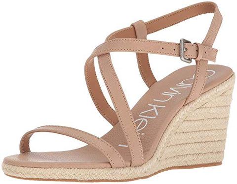 Calvin Klein Women's Bellemine Espadrille Wedge Sandal, Desert Sand, 7.5 Medium US