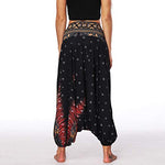 Lu's Chic Women's Harem Yoga Pants Palazzo Baggy Gaucho Beach Loose Parachute High Waist Pant Black One Size