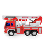 Gizmovine Fire Truck Toy Friction Power with Lights and Sounds, Extending Rescue Rotating Ladder Pull Back Construction Toys Vehicles for Toddlers Boys 4, 3, Year Old, 1:16 Scale