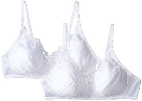Hanes Women's Lace Trim Wirefree Bra 2-Pack, White, 36D