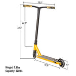 Albott Pro Scooters Trick Scooter - Freestyle 110mm Aluminium Core Wheels Stunt Scooters for Kids 8 Years and Up Entry Level Scooter for Beginner Boys Teens Adults(Gold)
