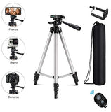 Eocean Tripod, 50-inch Video Tripod for Cellphone and Camera, Universal Tripod with Wireless Remote & Cellphone Holder Mount, Compatible with iPhone Xs/Xr/Xs Max/X/8/Galaxy Note 9/S9/Huawei/Google