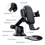 Wireless Car Charger, Baseus 2-in-1 Dashboard and Air Vent Gravity Phone Holder Car Mount 10W Charge for Samsung Galaxy S8, S7/S7 Edge, Note 8 5, Standard 5W Charge for iPhone X, 8/8 Plus