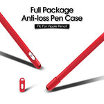 AWINNER Silicone Case Compatible with Apple Pencil Holder Sleeve Skin Pocket Cover Accessories for iPad Pro,with Charging Cap Holder,Protective Nib Covers and Lightning Adapter Case (Red)