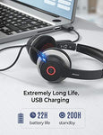 Mpow Bluetooth Headset V5.0 with Dual Microphone, Wireless PC Headphones,CVC8.0 Noise Canceling, On Ear for Computer,Cell Phone, Call Center, Office, Skype, 22 H Talk Time,Soft Earpad (Wired Optional)