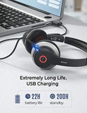 Mpow Bluetooth Headset V5.0 with Dual Microphone, Wireless PC Headphones,CVC8.0 Noise Canceling, On Ear for Computer,Cell Phone, Call Center, Office, Skype, 22 H Talk Time,Soft Earpad (Wired Optional)