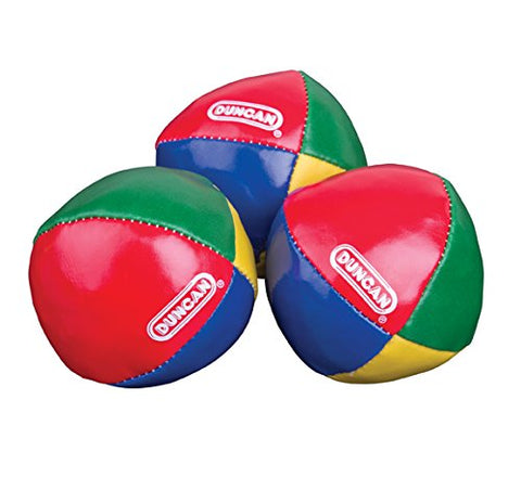 Duncan Toys Juggling Balls - [Pack of 3] Multicolor, Vinyl Shells, Circus Balls with 4 Panel Design, Plastic Beans