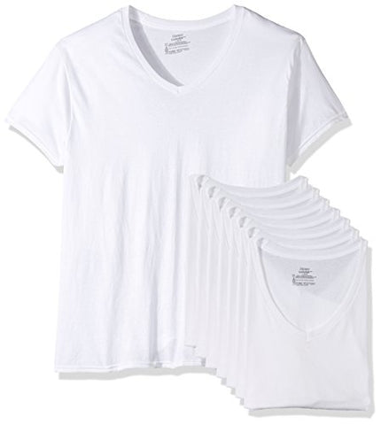 Hanes Men's 7-Pack Comfortsoft Tagless V-Neck T-Shirt (Bonus Pack), White, Meduim