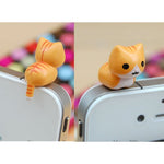 ZOEAST Adorable Little Yellow Sitting Cat Sweet Cat Kitten Kitty Dust Plug 3.5mm Phone Plug Headphone Jack Earphone Cap Ear Cap Dustproof Plug Charm Compatible with iPhone 4 4S 5 5S 6 Plus
