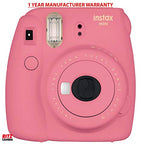 Fujifilm Instax Mini 9 Instant Camera (Flamingo Pink), 6 Single Pack Instant Film (60 Sheets), and Instax Groovy Case Bundle