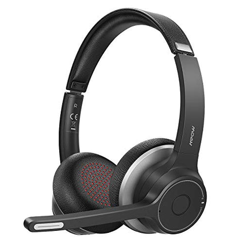 Mpow Bluetooth Headset V5.0 with Dual Microphone, Wireless PC Headphones,CVC8.0 Noise Canceling, On Ear for Computer,Cell Phone, Call Center, Office, Skype, 22 H Talk Time,Soft Earpad (Wired Optional)