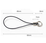 100Pcs Black Lanyard Split Ring Strap for Mobile Cell Phone/Mp3/Mp4/USB Flash Drive/Charms/Keyring and More