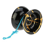 MAGICYOYO Professional Unresponsive Yoyo N11 Alloy Aluminum YoYo Ball (Black with Golden) with Bag, Glove and 5 Strings