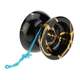 MAGICYOYO Professional Unresponsive Yoyo N11 Alloy Aluminum YoYo Ball (Black with Golden) with Bag, Glove and 5 Strings
