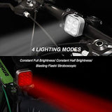 AKALE USB Rechargeable Bike Light Set,Super Bright LED Bicycle Lights Front and Rear, 4 Light Modes, IPX4 Waterproof, Easy to Install for Men Women Kids Road Mountain Cycling ( Silver 2 Pack)
