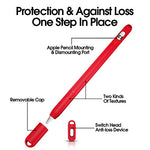 AWINNER Silicone Case Compatible with Apple Pencil Holder Sleeve Skin Pocket Cover Accessories for iPad Pro,with Charging Cap Holder,Protective Nib Covers and Lightning Adapter Case (Red)
