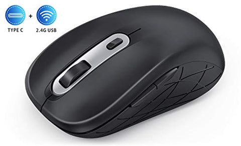 Wireless Mouse 2.4G Jelly Comb Computer Mouse for Laptop with Adjustable DPI 1000/1600/2400 Level Mouse Wireless with PC/Desktop/Windows/MAC OS of Mac Mouse (Black and Sliver)