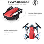 SIMREX X300C Mini Drone RC Quadcopter Foldable Altitude Hold Headless RTF 360 Degree FPV Video WiFi 720P HD Camera 6-Axis Gyro 4CH 2.4Ghz Remote Control Super Easy Fly for Training(Red)