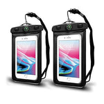 Waterproof Cell Phone Pouch/Dry Bag with Neck Lanyard & Compass - Cruise Essentials - Protects iPhone, Samsung, Google, Sony Moto - Credit Cards, Cash, Name Tags, Badge Holders (2-Pack, Black)